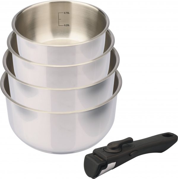 Set de 4 casseroles et 1 manche amovible Comète - 14 à 20cm – Image 2