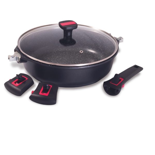 Sauteuse anti-adhérente avec couvercle - 28cm - Granit pro – Image 2