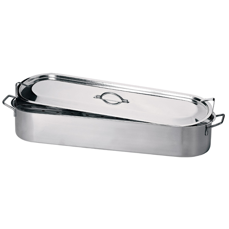 Poissonnière avec grille et couvercle en inox - 60cm