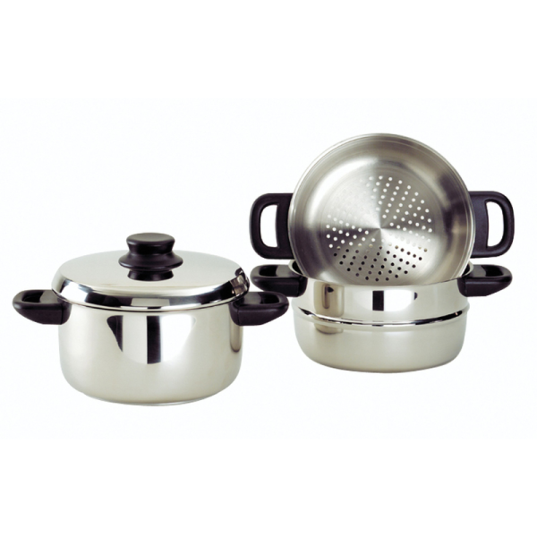 Combiné vapeur composé de Faitout, 2 cuit-vapeurs et couvercle - 20cm – Image 2