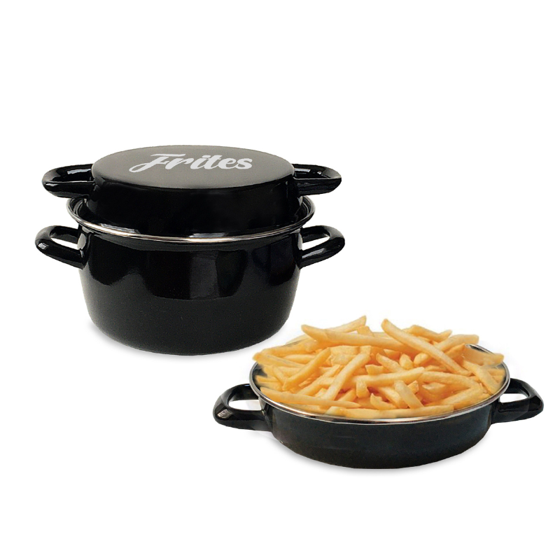 Friteuse noire décor "frites"