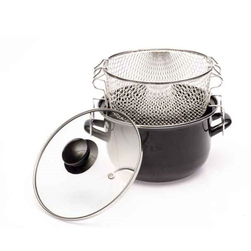 Friteuse en acier émaillé noir