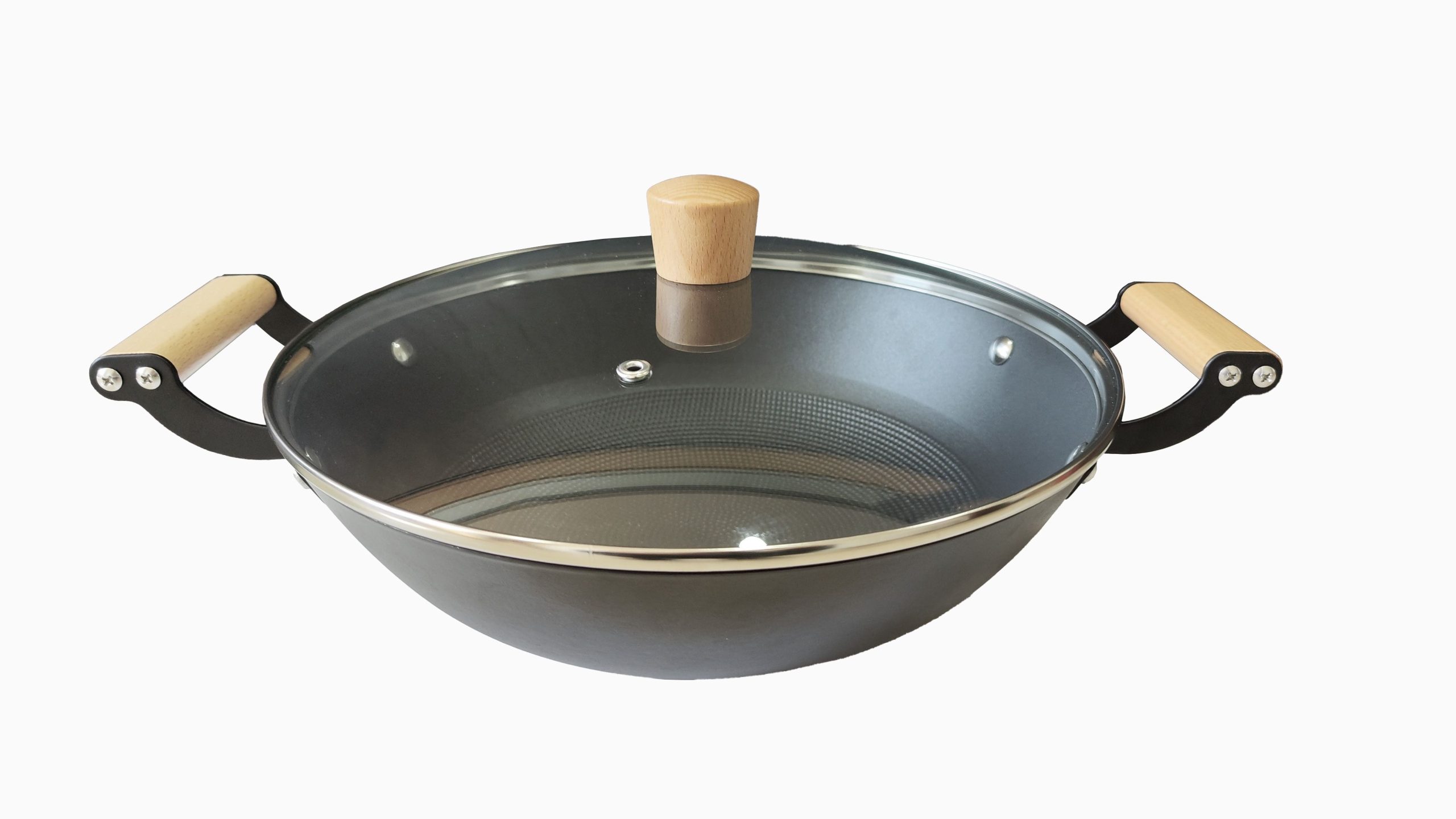Wok en fonte avec couvercle en verre - 30cm - Roc