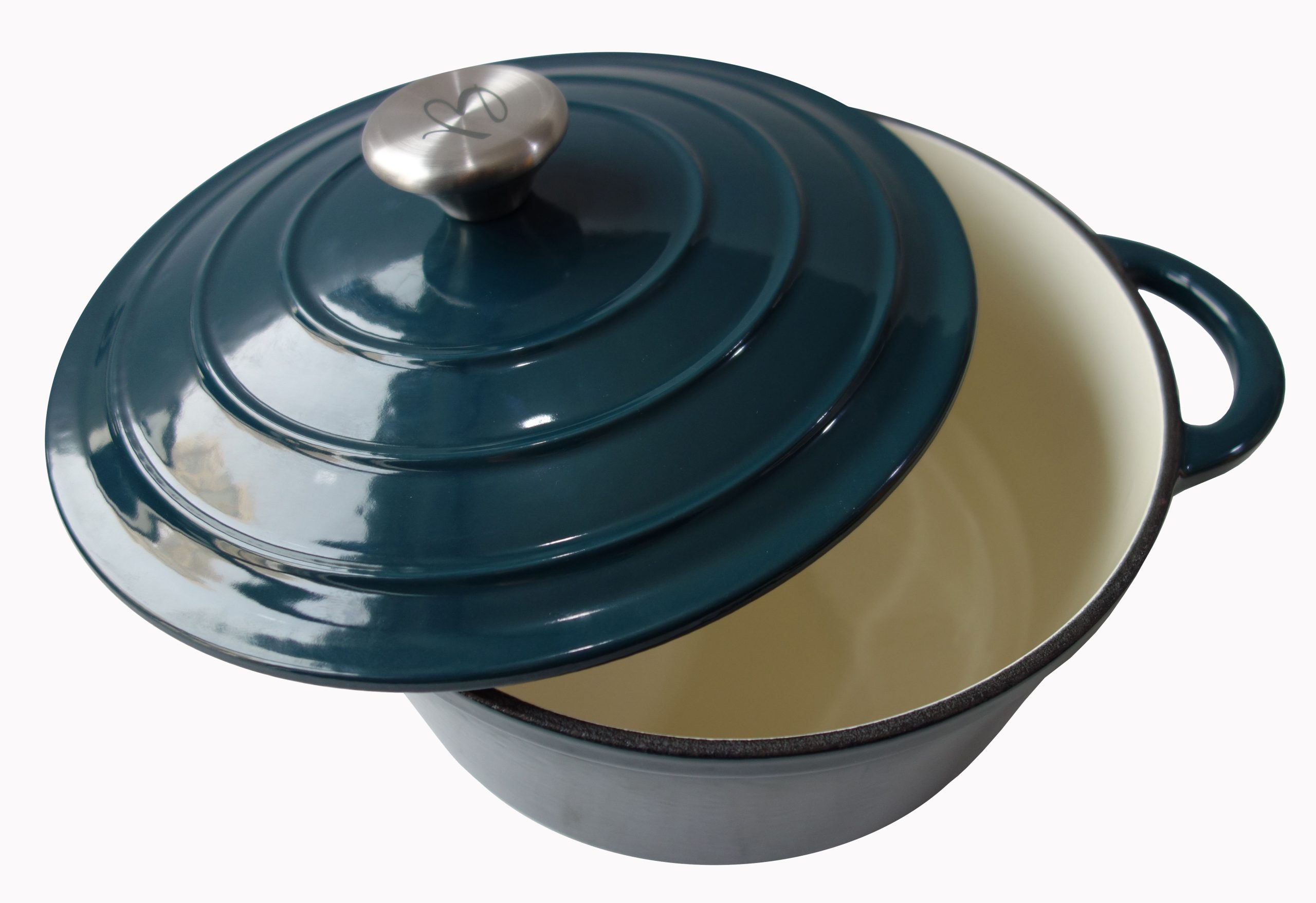 Cocotte ronde avec couvercle bleu vert dégradé