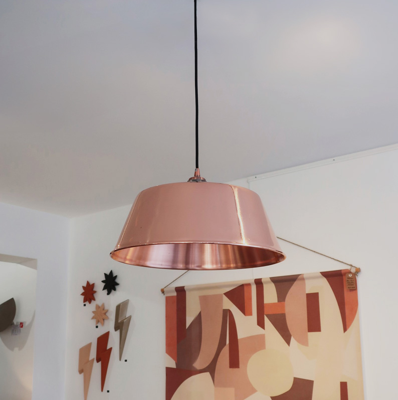 Suspension luminaire en cuivre - bassine à confiture 38cm