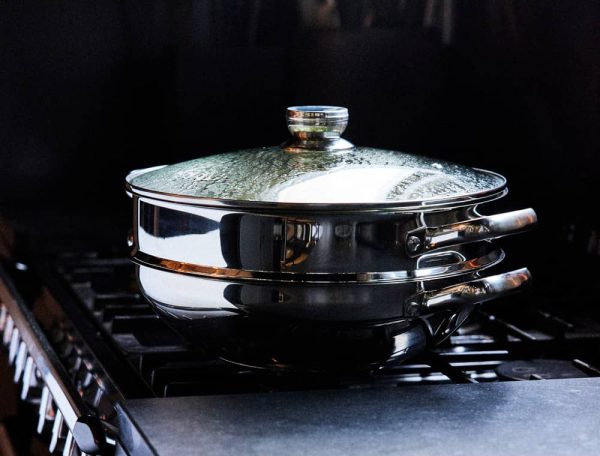 Wok & wok vapeur 2 en 1 en inox - 32cm – Image 3